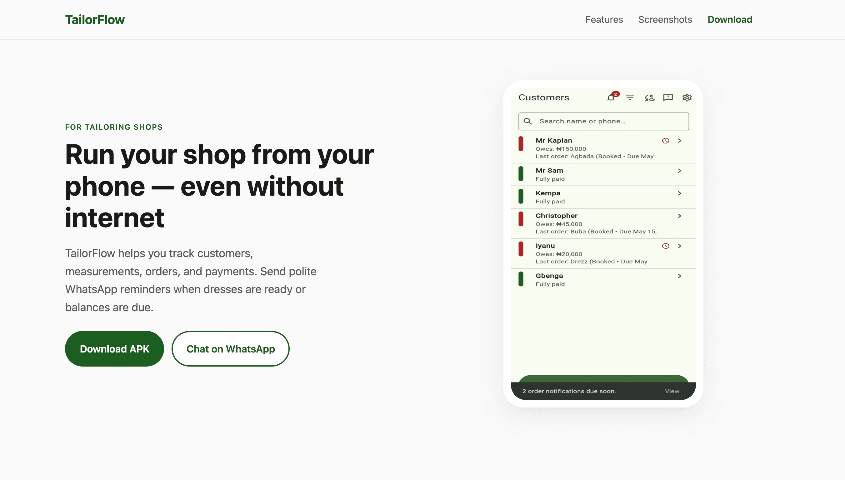 TailorFlow screenshot